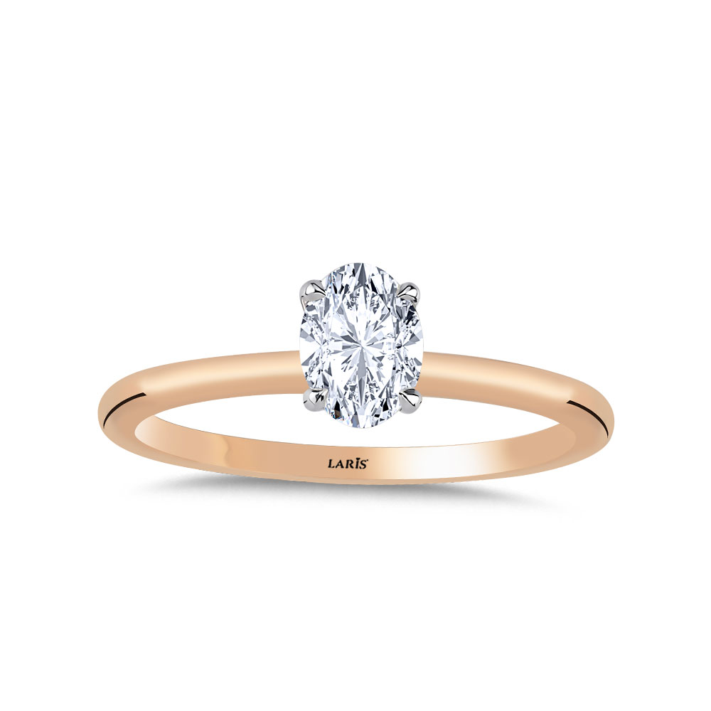 0,20 Karat Pırlanta Oval Kesim Tiffany Forever Rose Gold Tektaş Yüzük