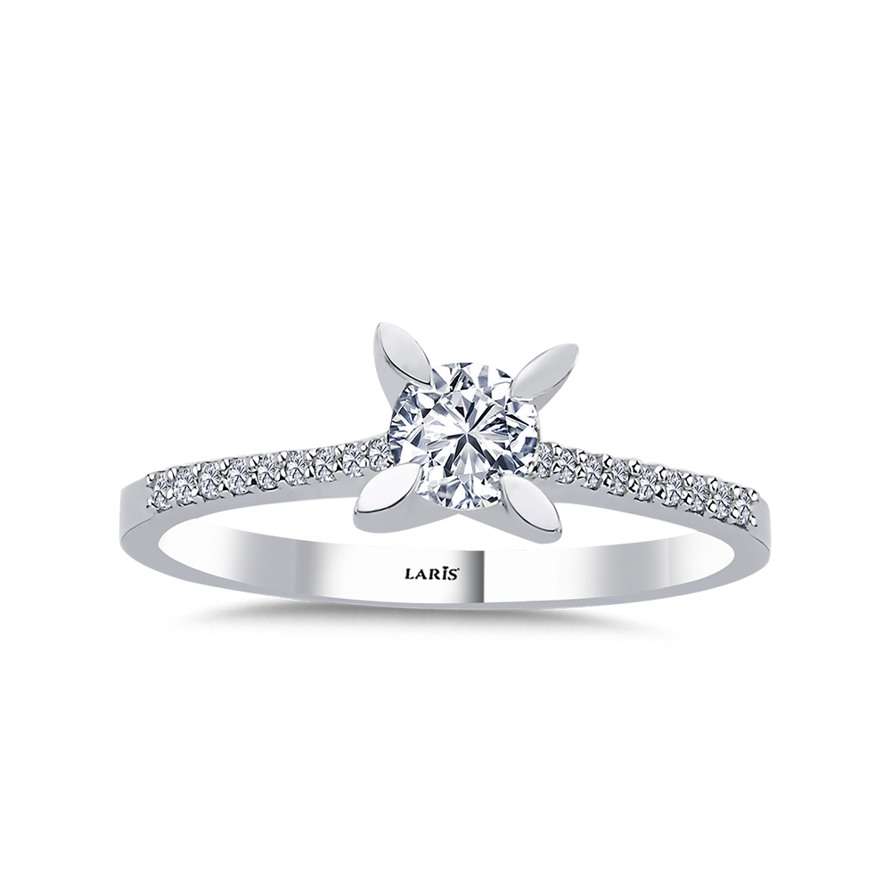 0,39 Karat Pırlanta Kolları Taşlı Serene Tektaş Yüzük