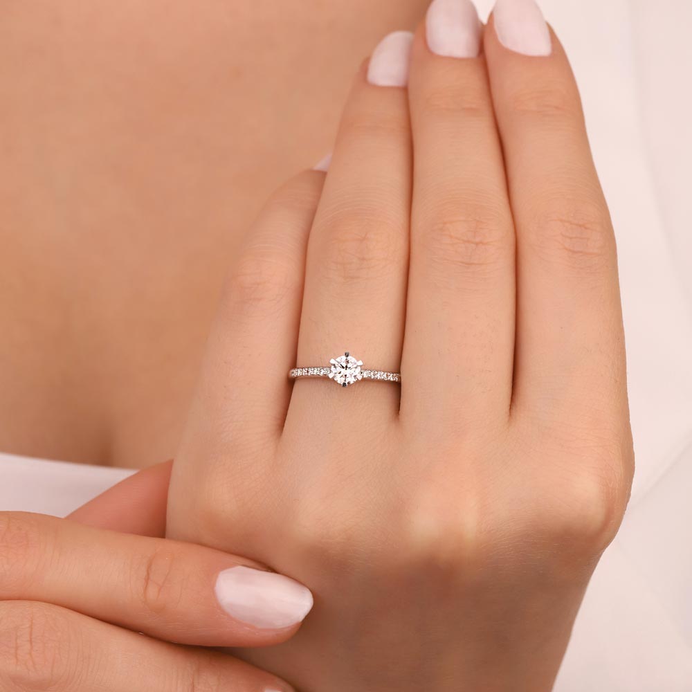 0,40 Karat Pırlanta Tiffany Kolları Taşlı Tektaş Yüzük